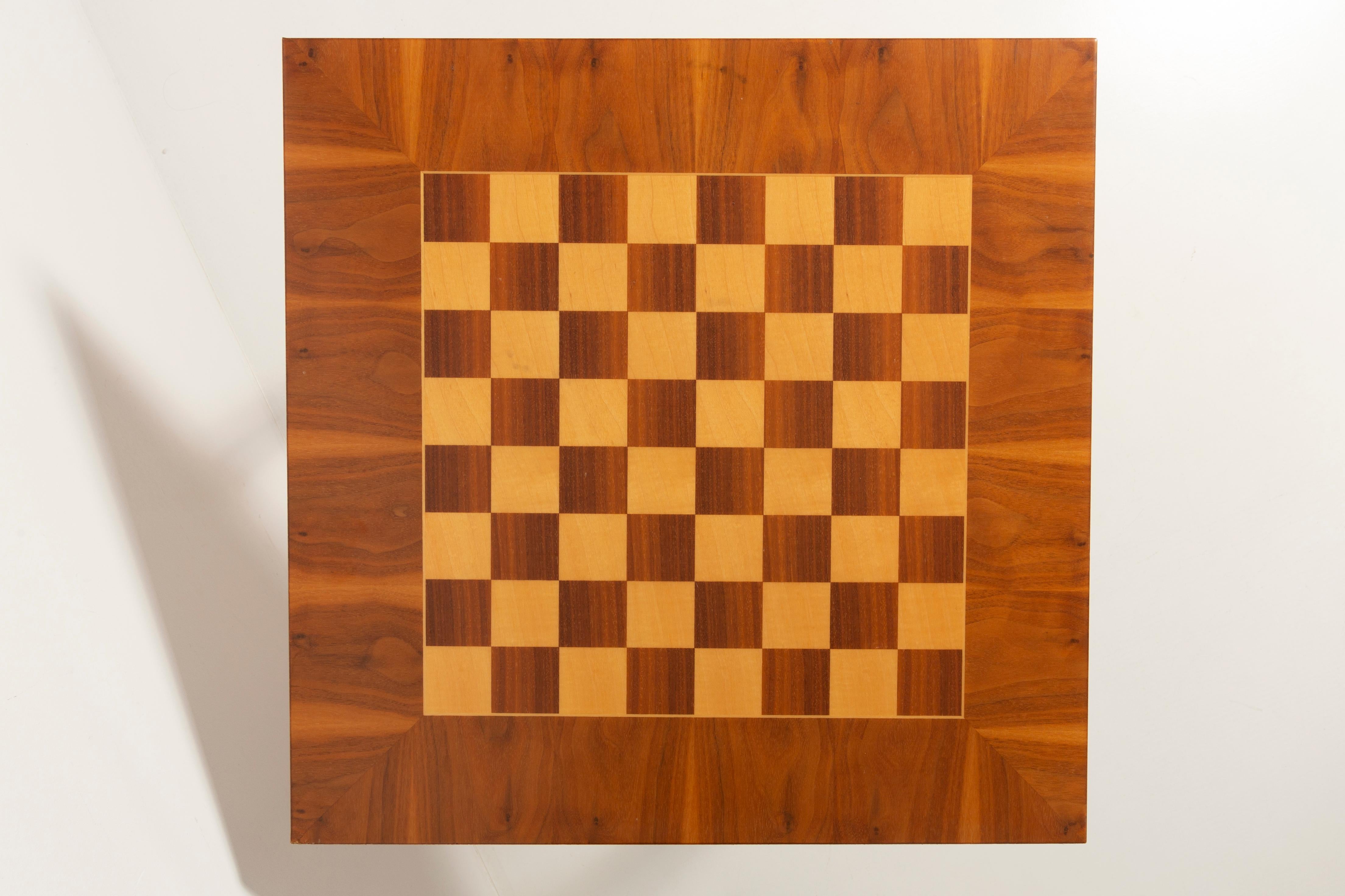 Polish Mid-Century Antique Chess Game Table, Vintage, Beechwood, Europe, 1960s