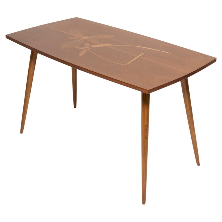 Midcentury Antique Coffee Table, Vintage, Beechwood, Germany, 1960s For