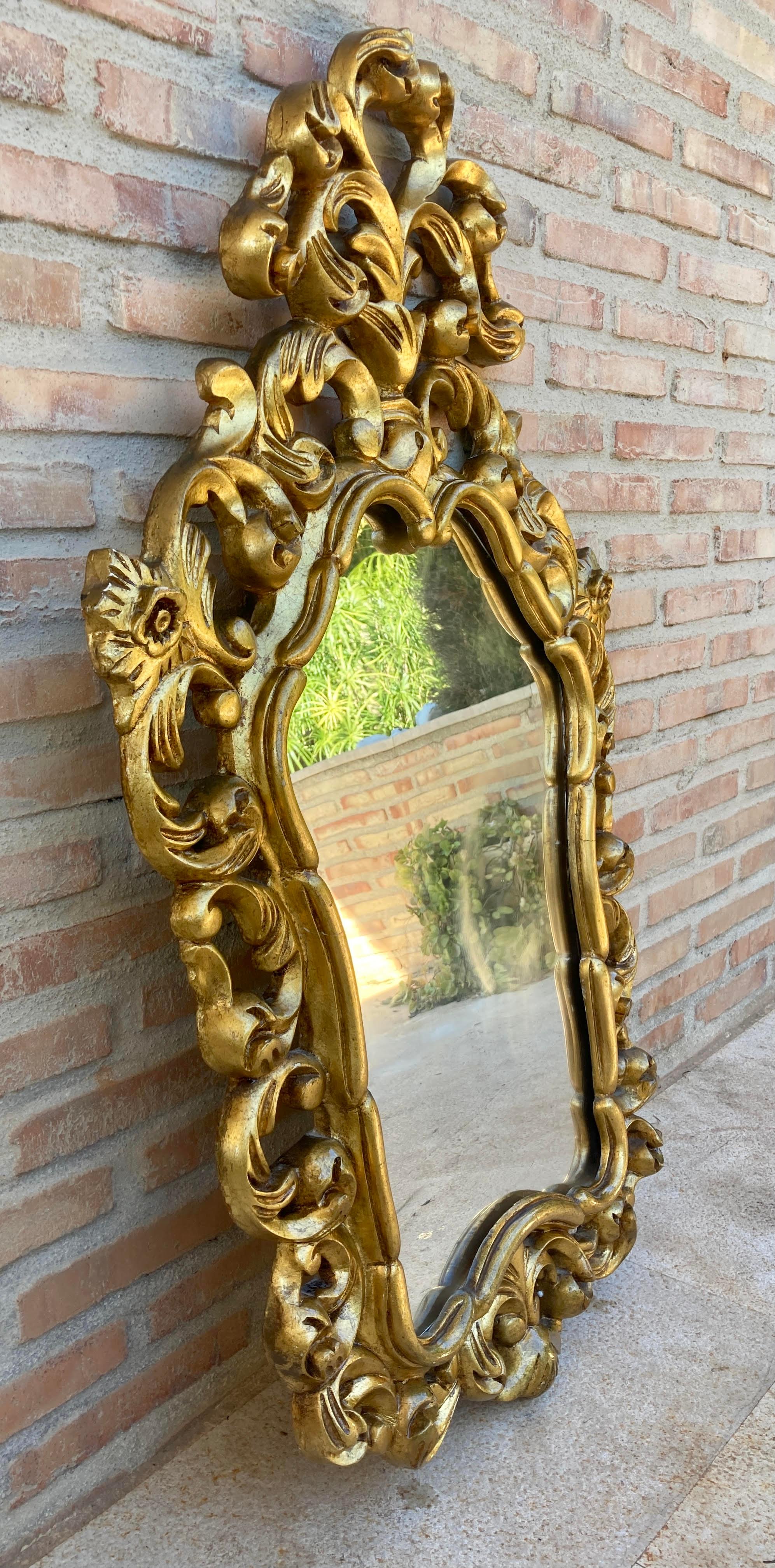 Baroque Mid-Century Antique Gold Cornucopia Mirror For Sale