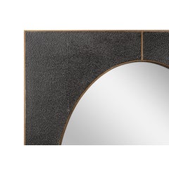 Mid Century Antique Grey Leather Mirror