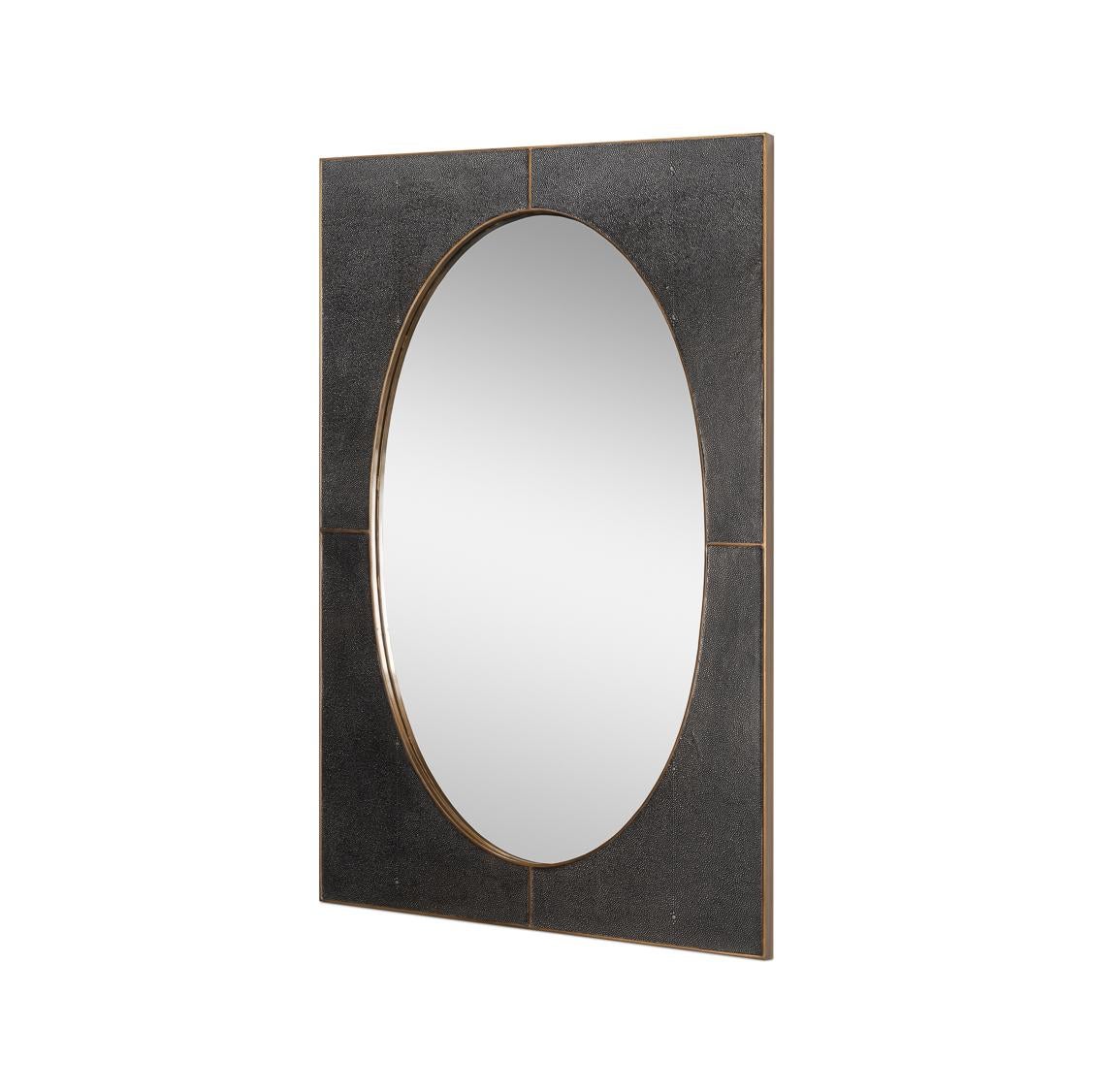 Mid-Century Modern Miroir ancien en cuir gris du milieu du siècle dernier en vente