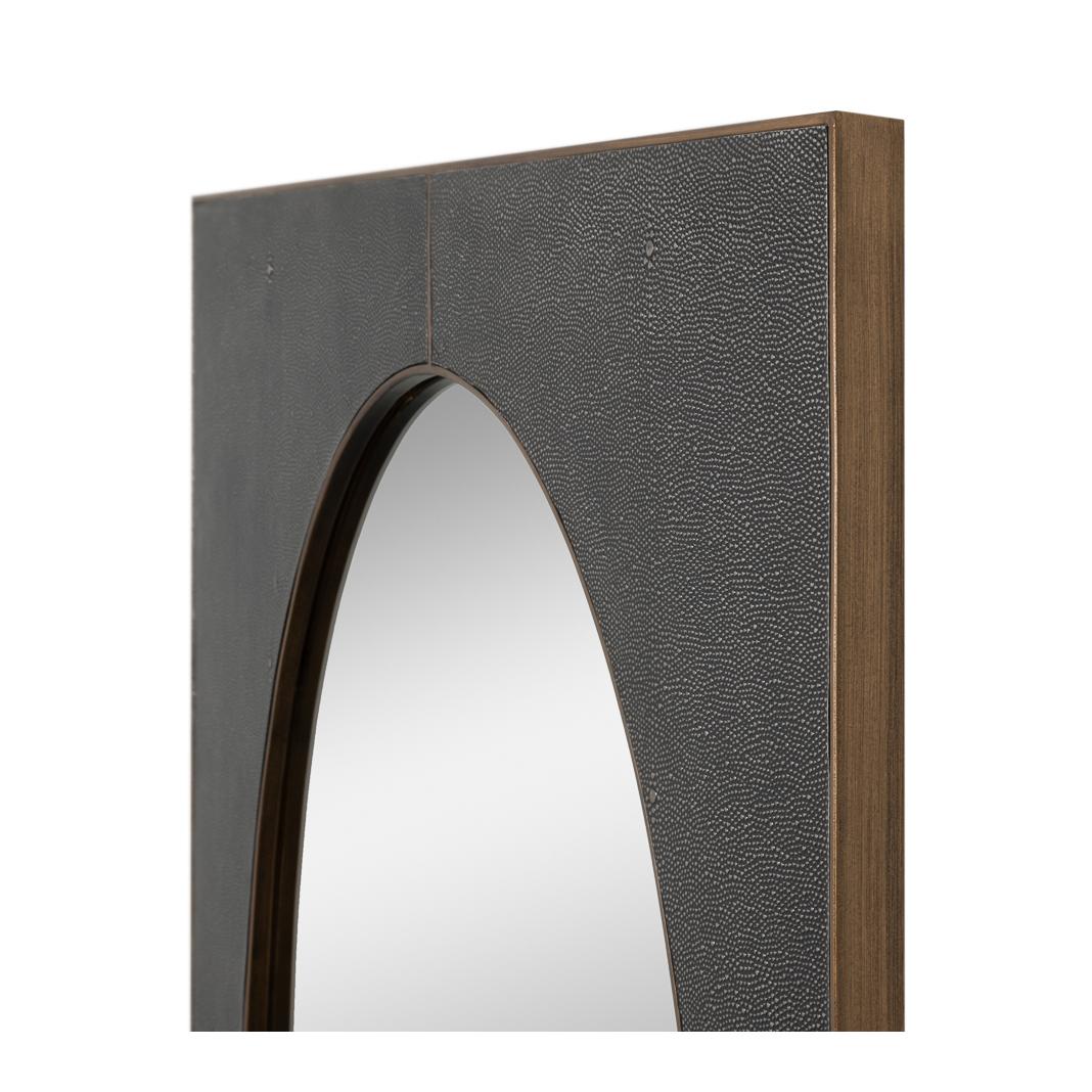 Asiatique Miroir ancien en cuir gris du milieu du siècle dernier en vente