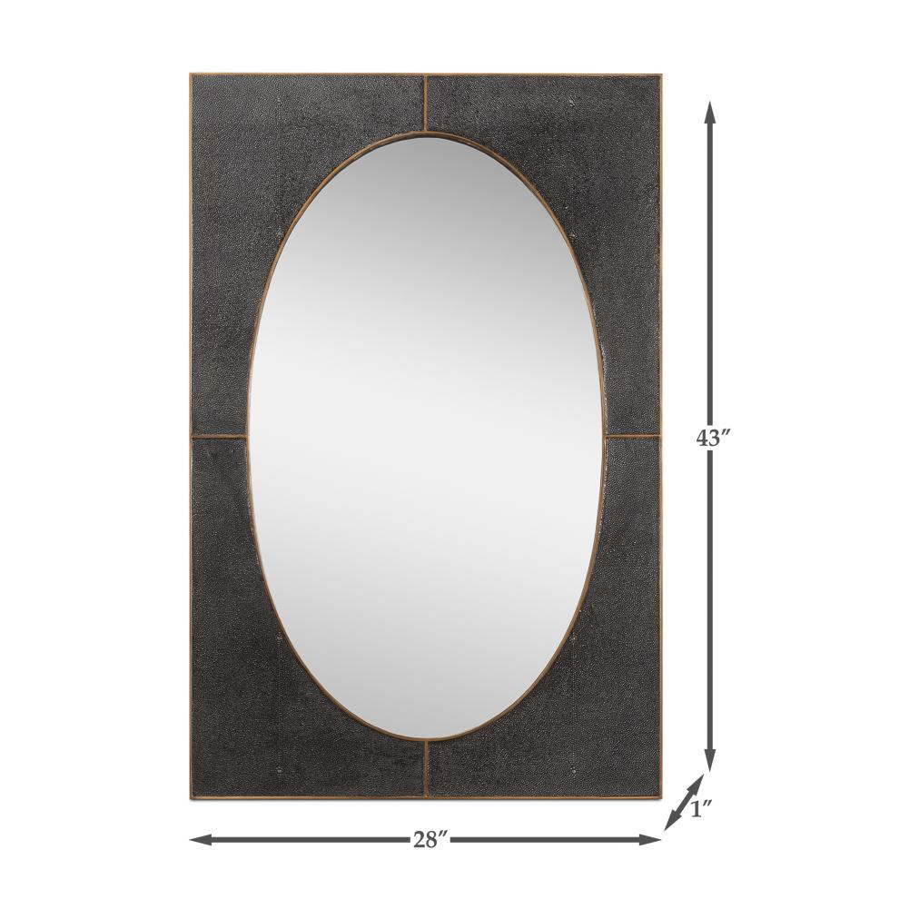 XXIe siècle et contemporain Miroir ancien en cuir gris du milieu du siècle dernier en vente