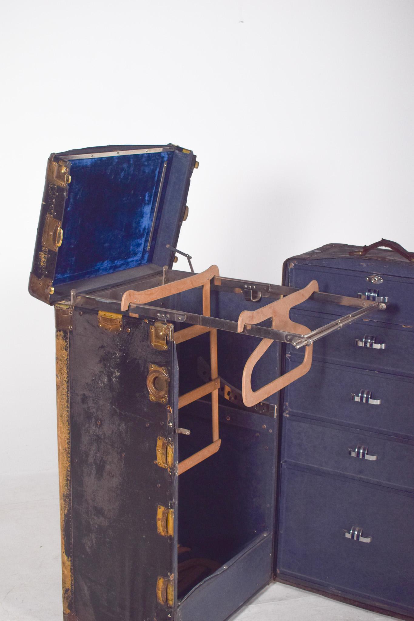 Mid Century Antiques Holdall rivestita in pelle nera in vendita 7