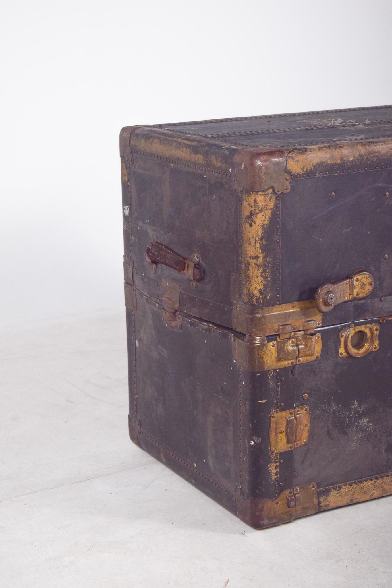 Mid-Century moderno Mid Century Antiques Holdall rivestita in pelle nera in vendita