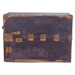 Mid Century Antiques Fourre-tout recouvert de cuir noir