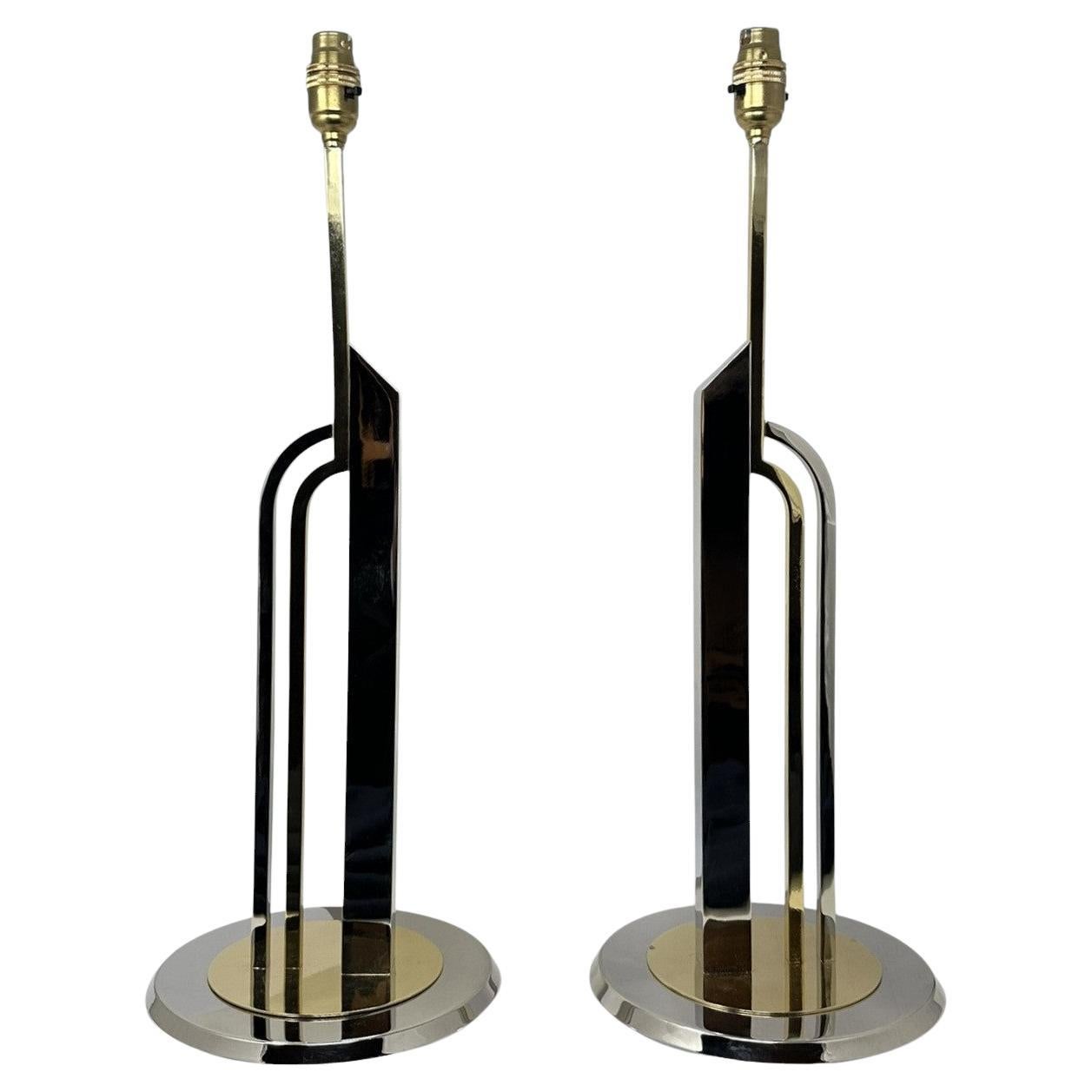 Mid Century Antique Pair Italian Ormolu Silver Neoclasical Lamps atrib Gio Ponti