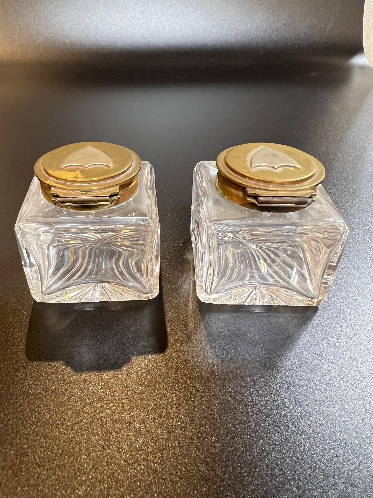 vintage glass inkwells