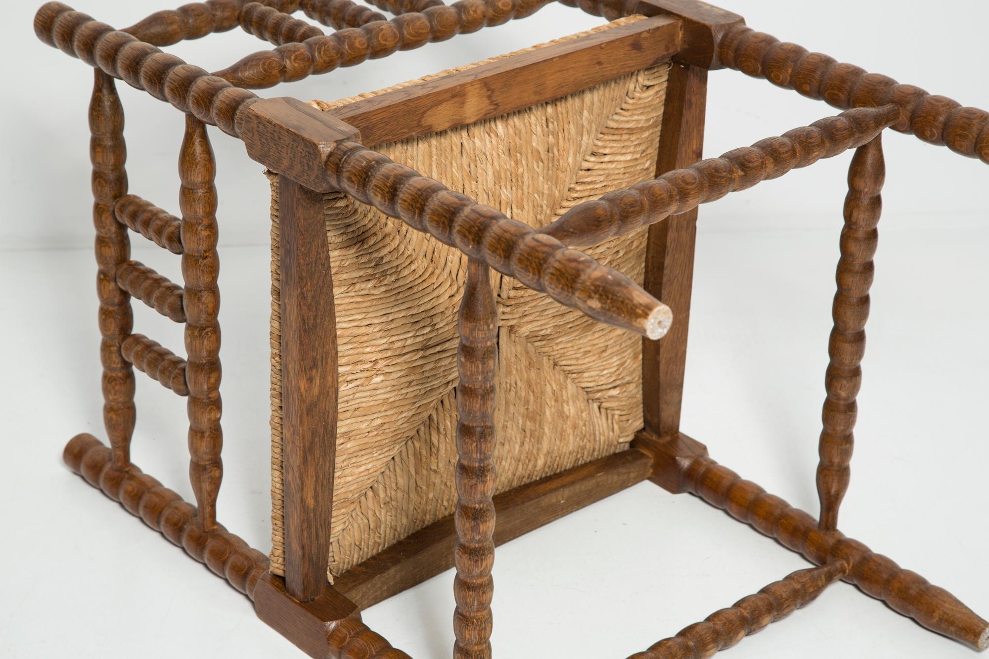 Mid Century Antique Provincial Hand Crafted Bobbin Corner Chair, France, 1940s For Sale 2