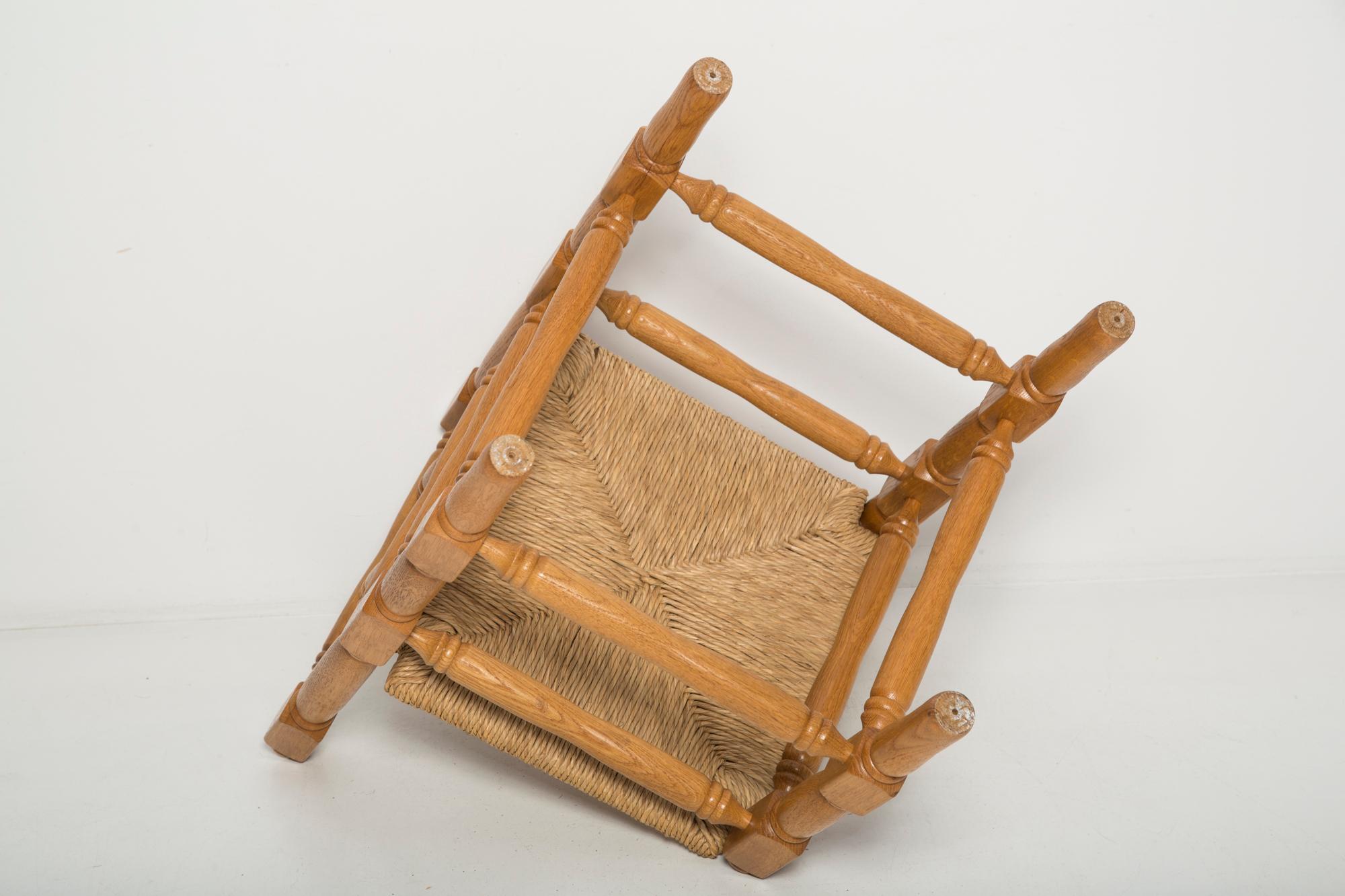 Mid Century Antique Provincial Hand Crafted Bobbin Corner Chair, France, 1940s For Sale 1
