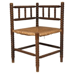 Mid Century Antiques Sedia d'angolo a bobina lavorata a mano, Francia, anni '40