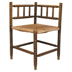 Mid Century Antiques Sedia d'angolo a bobina lavorata a mano, Francia, anni '40