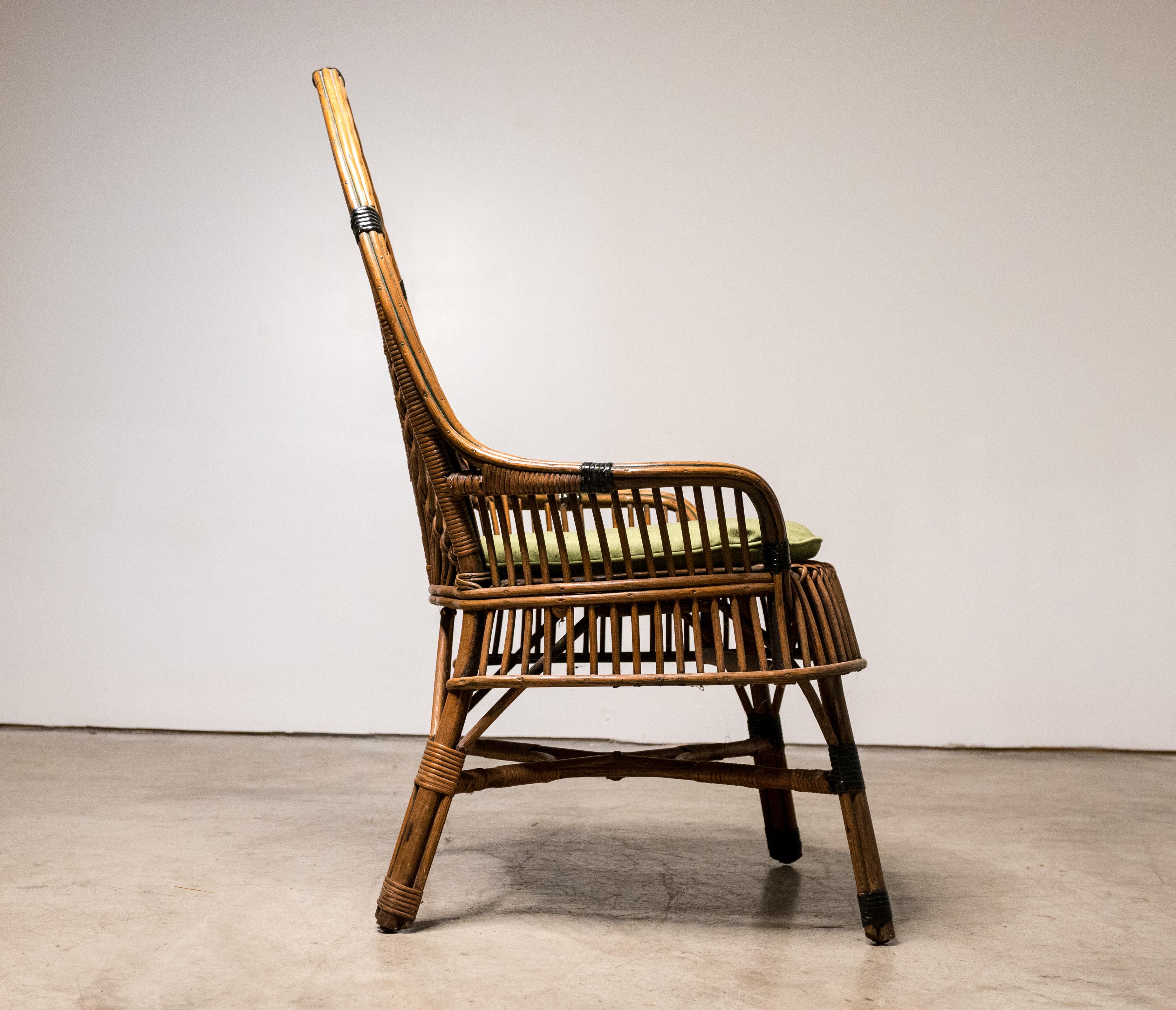 mid century modern wicker chair