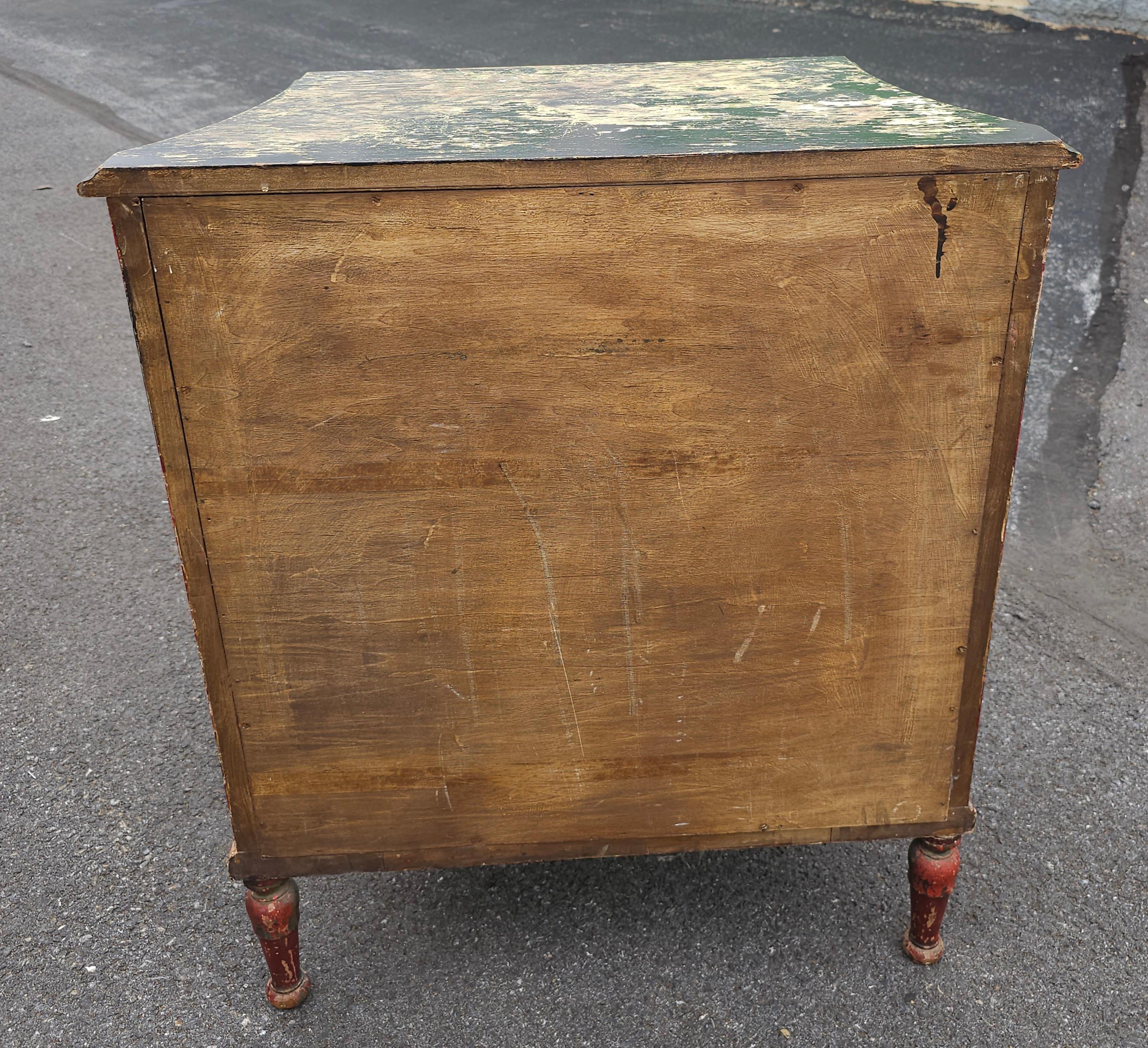 20th Century Mid-Century Antiqued Painted and Decorated Two Door Side Cabinet For Sale