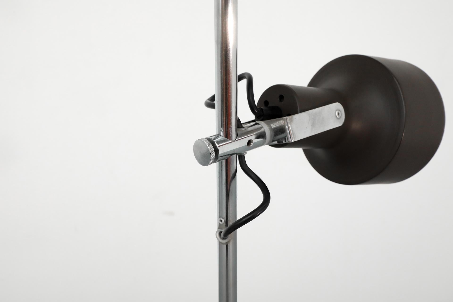 Mid-Century Anvia Dark Brown Enameled Metal Adjustable Triple Spot Floor Lamp For Sale 10