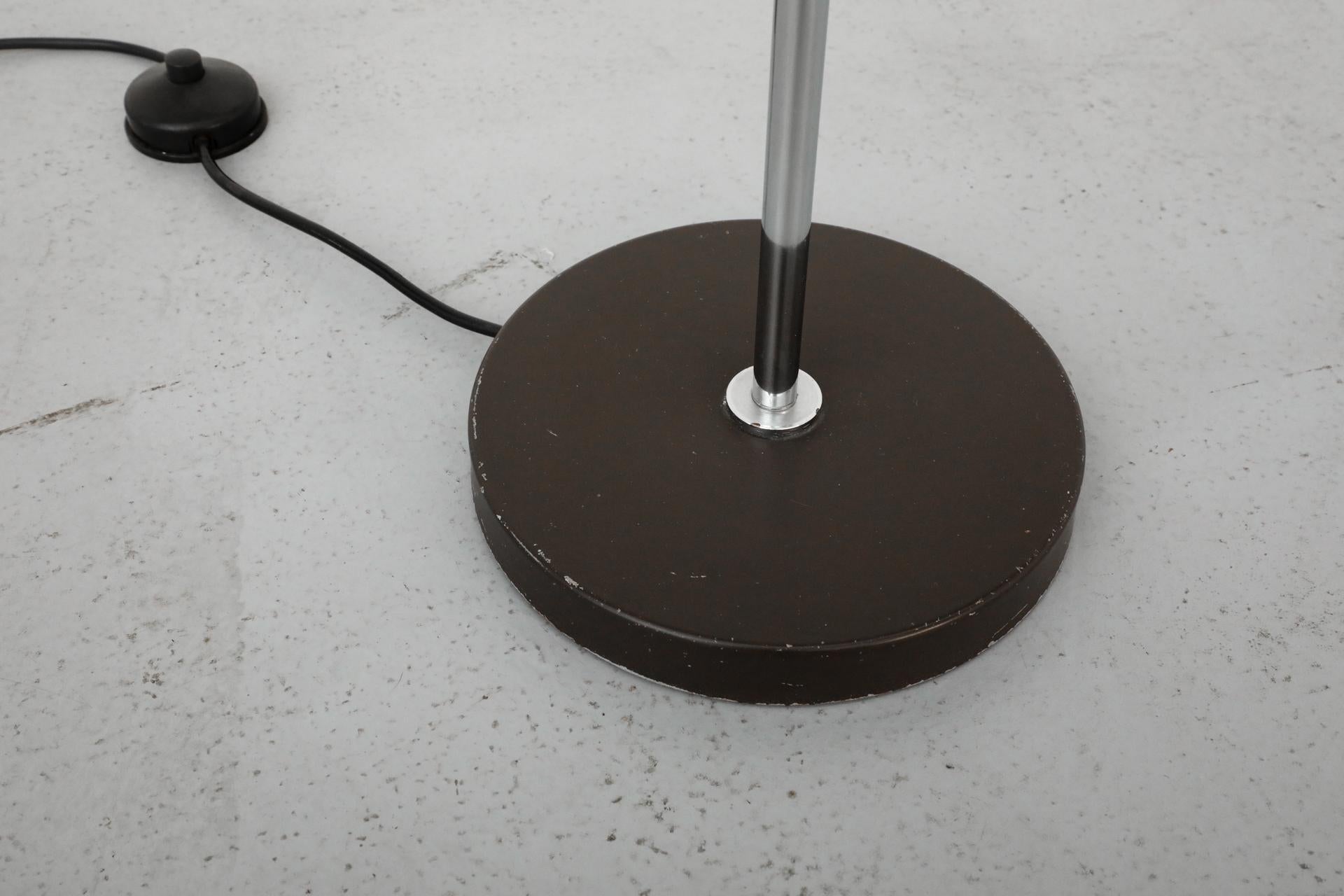 Mid-Century Anvia Dark Brown Enameled Metal Adjustable Triple Spot Floor Lamp For Sale 11