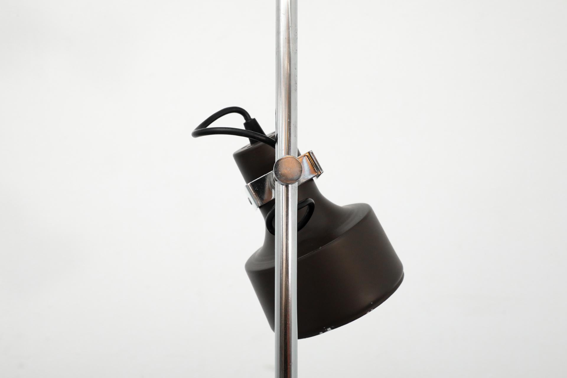 Mid-Century Anvia Dark Brown Enameled Metal Adjustable Triple Spot Floor Lamp For Sale 12