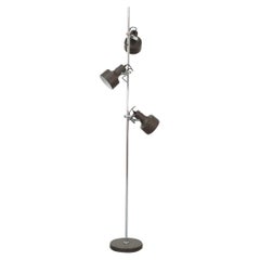Mid-Century Anvia Dark Brown Enameled Metal Adjustable Triple Spot Floor Lamp