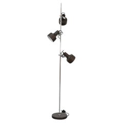 Mid-Century Anvia Dark Brown Enameled Metal Adjustable Triple Spot Floor Lamp