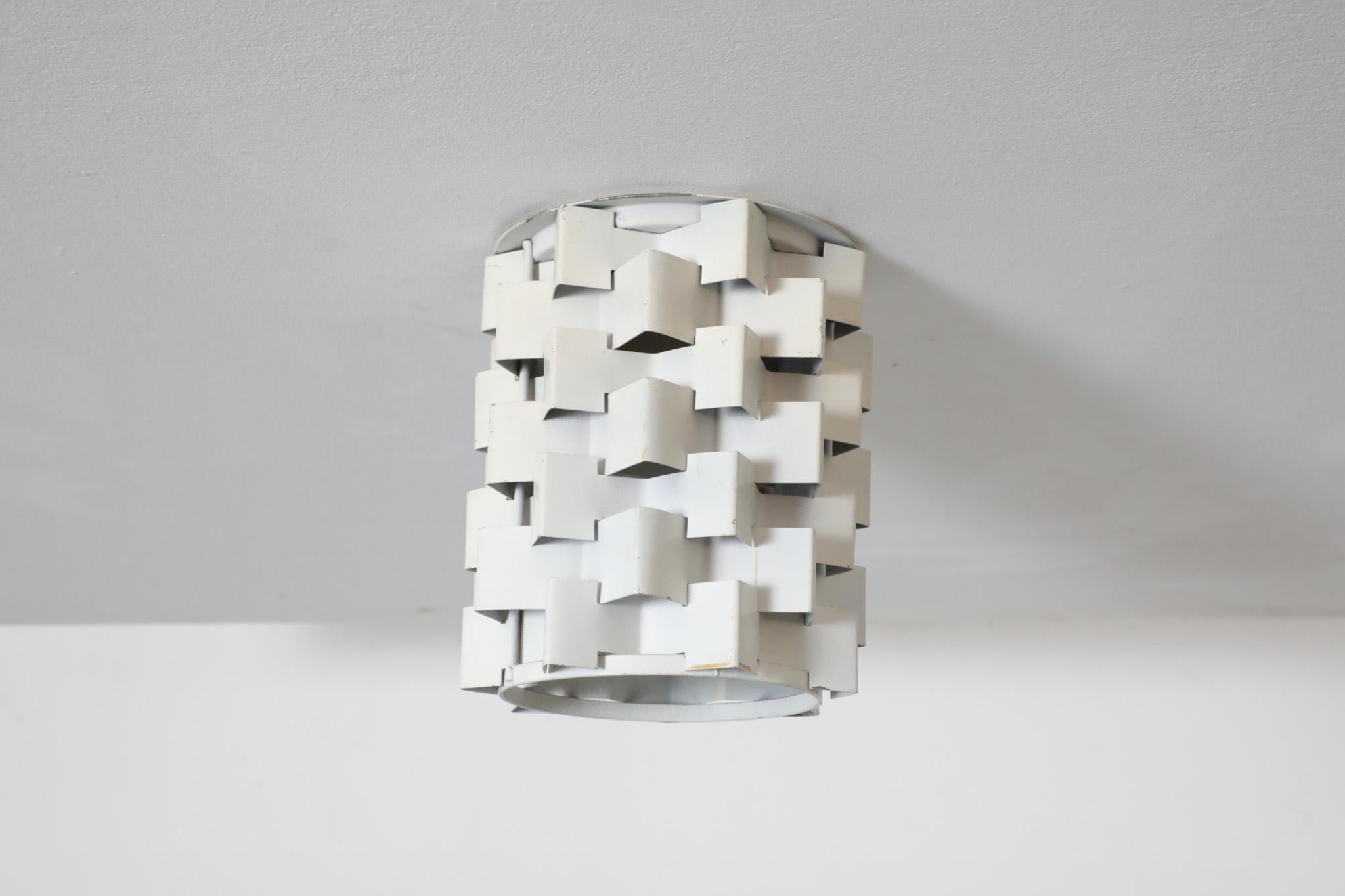 Enameled Mid-Century Anvia Style Architectural Flush Mount Ceiling Light