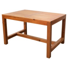 Mid-Century Apeldoorn Style Slatted Top, Square Framed Pine Dining Table