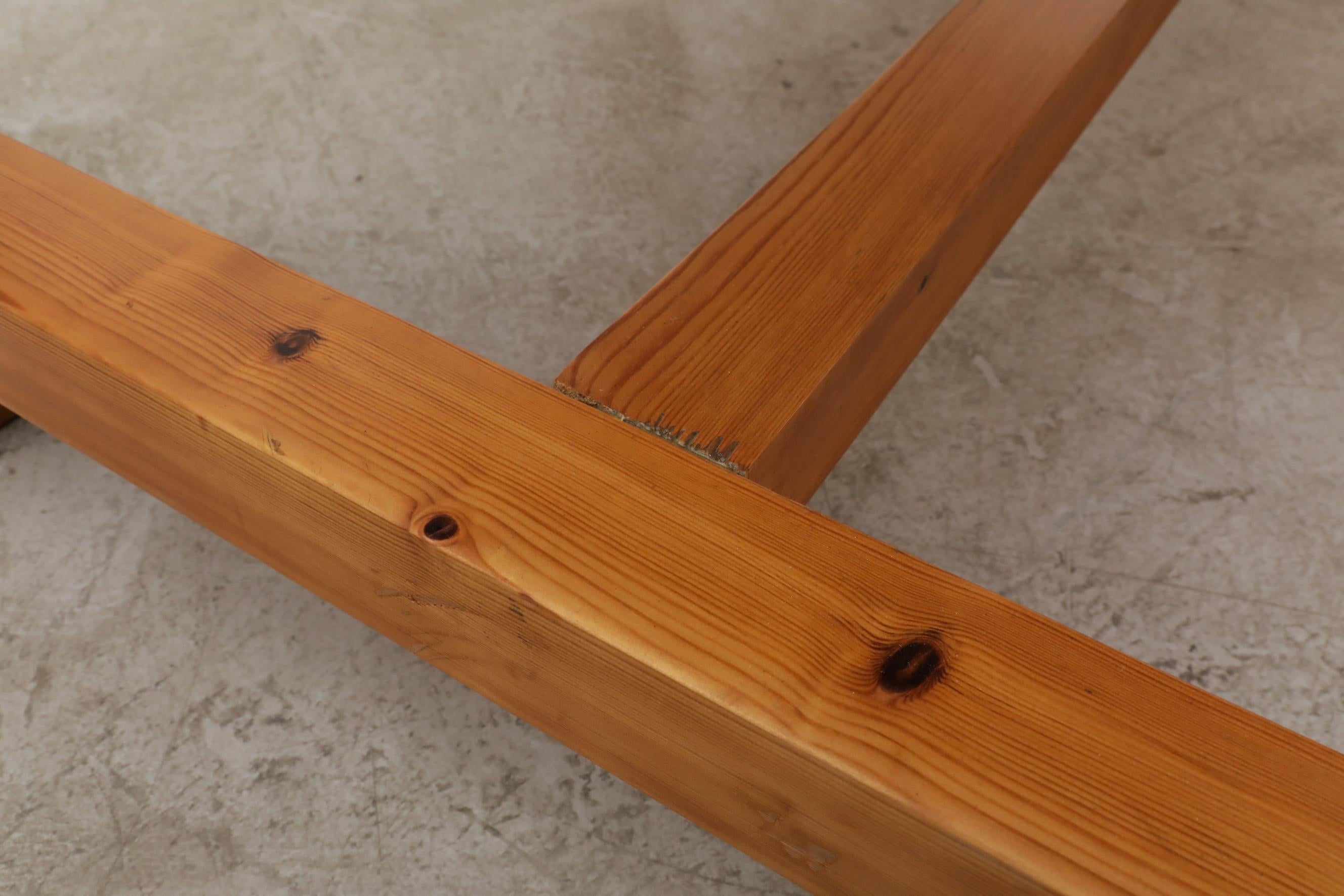 Mesa de Comedor Cuadrada de Pino con Tablero de Listones, Estilo Apeldoorn de Mediados de Siglo en venta 8