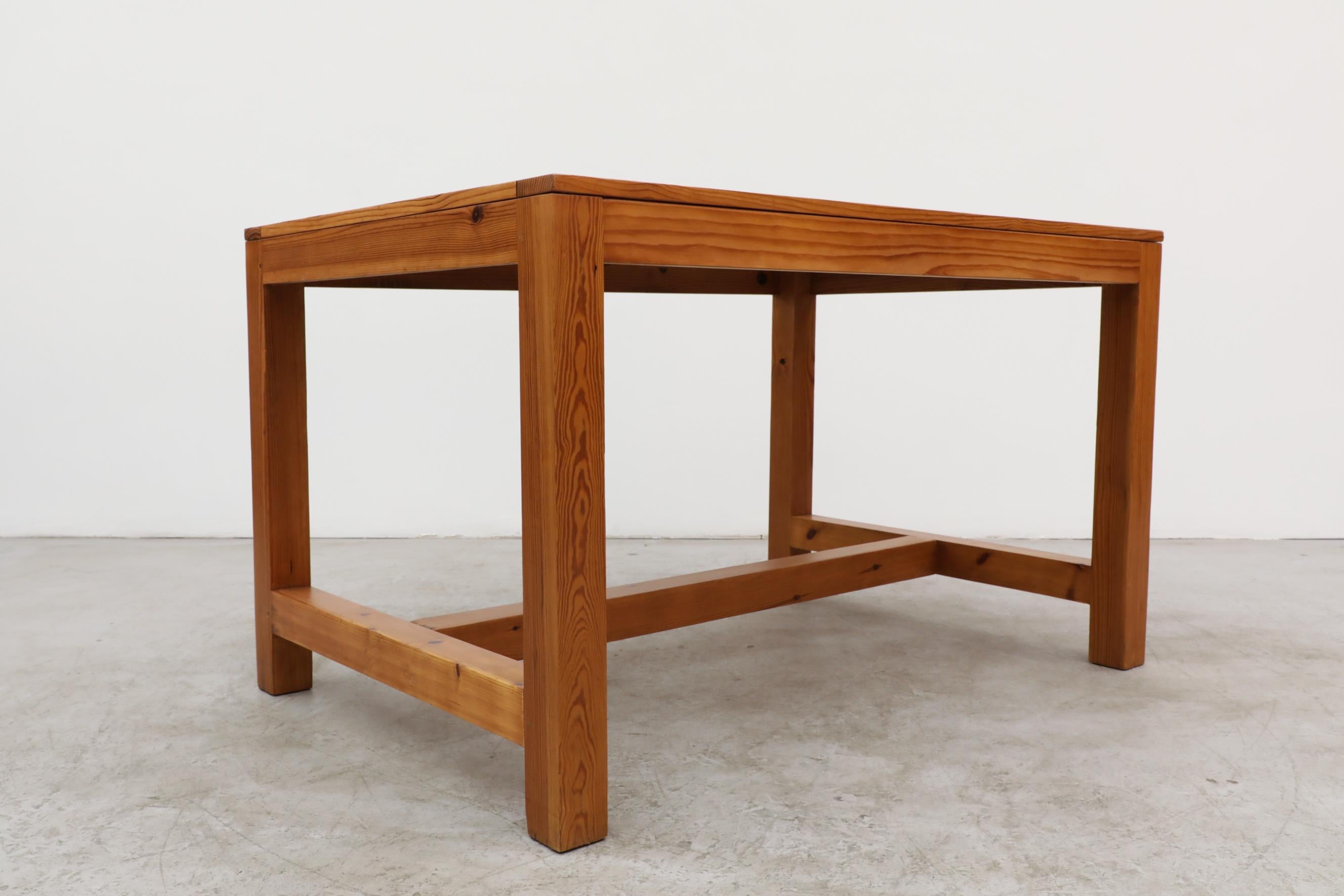 Late 20th Century Mid-Century Apeldoorn Style Square Framed Pine Table For Sale