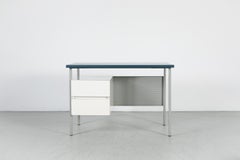 Mid-Century A.R. Cordemeyer 3803 Desk for Gispen, Blue Vinyl, Gray Enamel