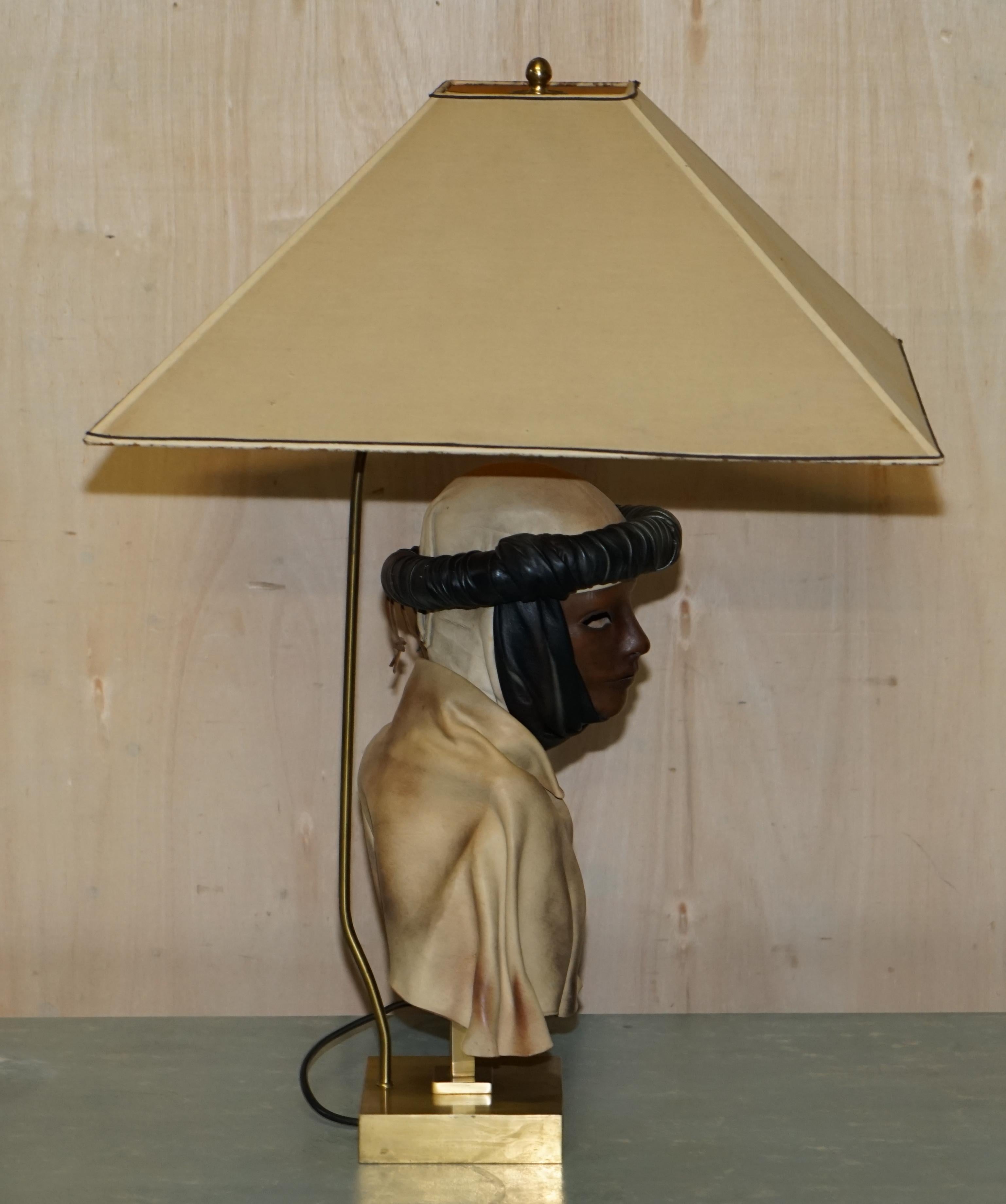 Midcentury Arabian Face Lamp Signed Pourbaix circa 1960s Must See Pictures For Sale 7