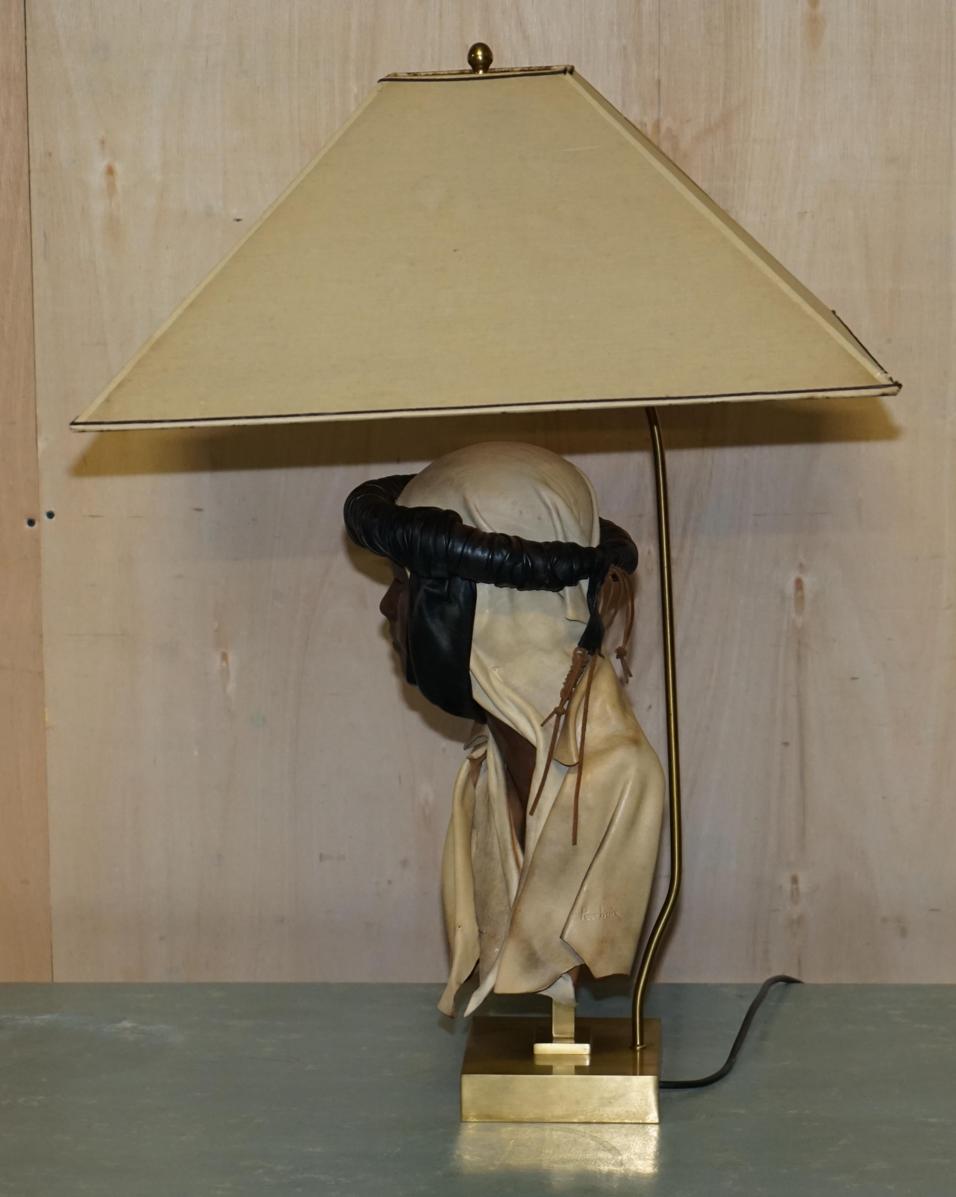 Midcentury Arabian Face Lamp Signed Pourbaix circa 1960s Must See Pictures For Sale 9