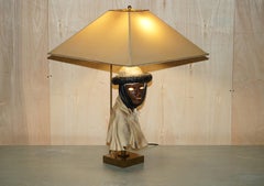 Midcentury Arabian Face Lamp Signed Pourbaix circa 1960s Must See Pictures