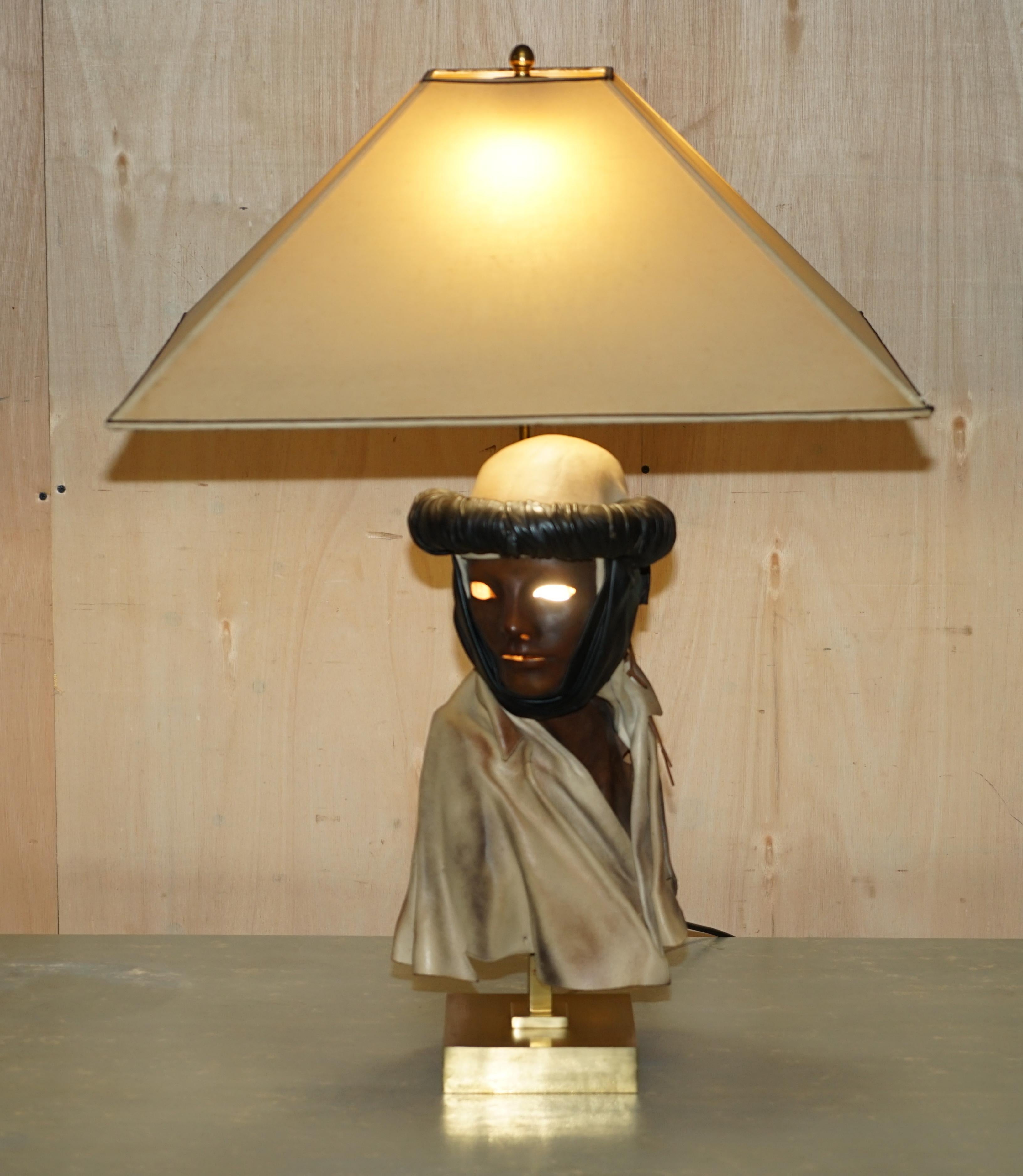 Mid-Century Modern Midcentury Arabian Face Lamp Signed Pourbaix circa 1960s Must See Pictures For Sale