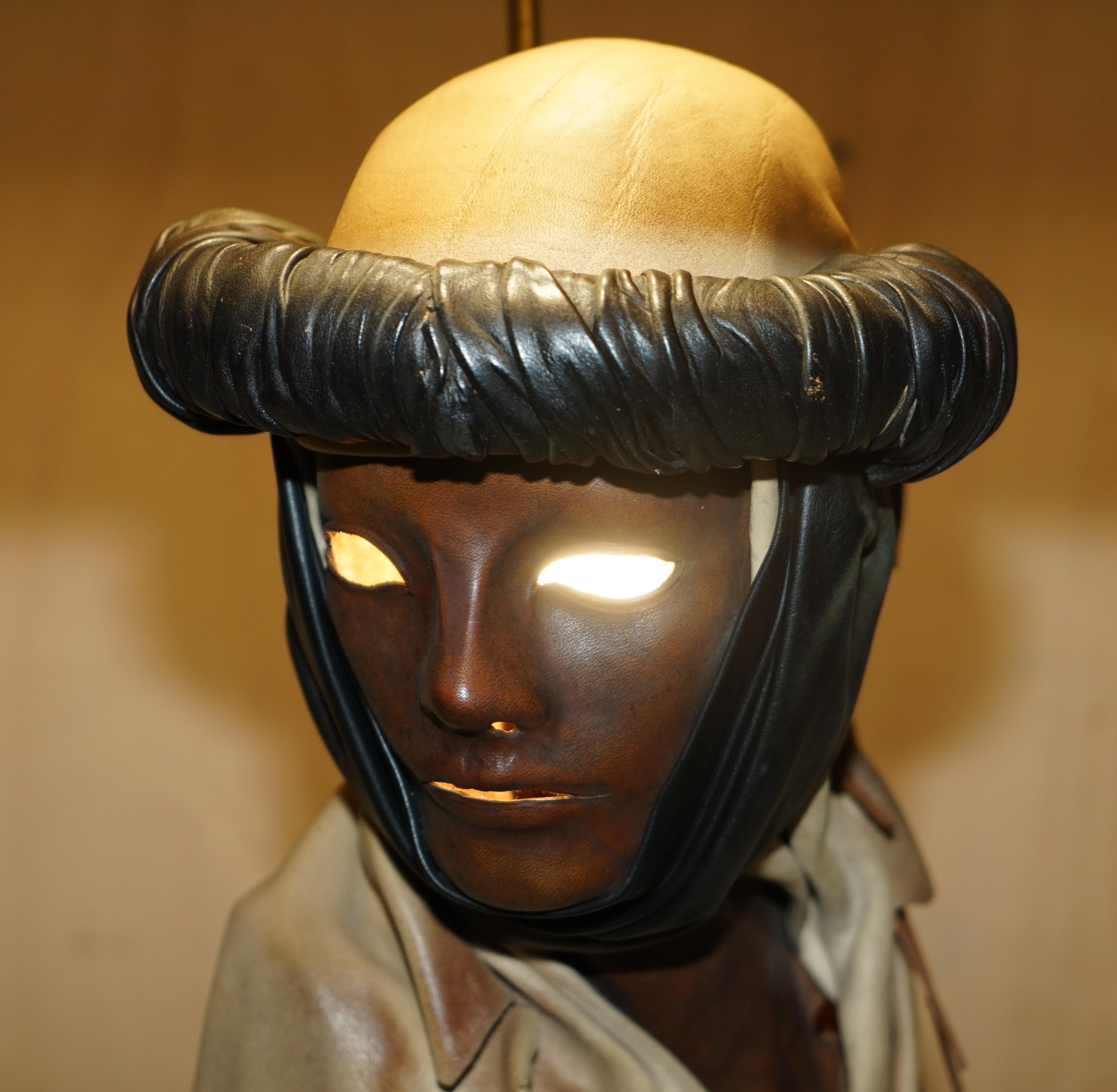 European Midcentury Arabian Face Lamp Signed Pourbaix circa 1960s Must See Pictures For Sale