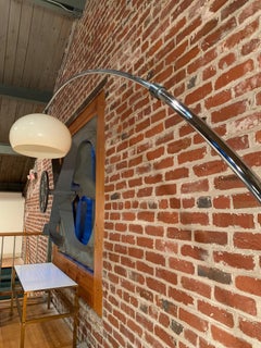 Midcentury Arc Floor Lamp in Chrome with Carrera Marble Base Guzzini Style