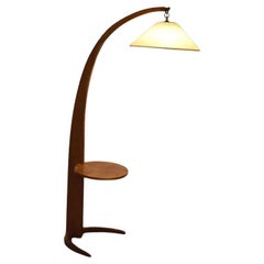 Retro Mid-century arc floor lamp in wood