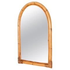 Mid-Century Arch Italian Mirror in Curved Bamboo and Rattan, 1960s