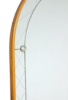 Espejo arqueado y grabado de mediados de siglo de Glas & Tra