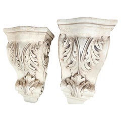 Mid Century Architectural Carved Wood Bracket or Corbels Acanthus Leaves 4 Pairs