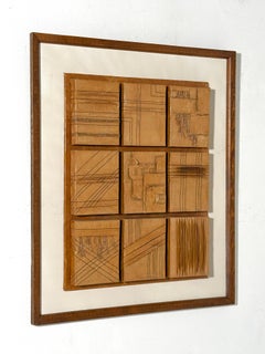 Mid Century Architectural Geometric Paper Relief Assemblage Wall Sculpture 1960s