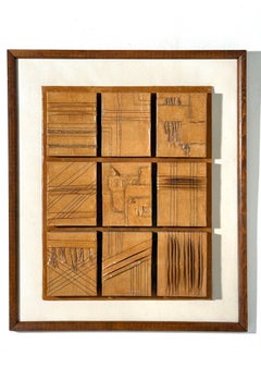 Mid Century Architectural Geometric Paper Relief Assemblage Wall Sculpture 1960s