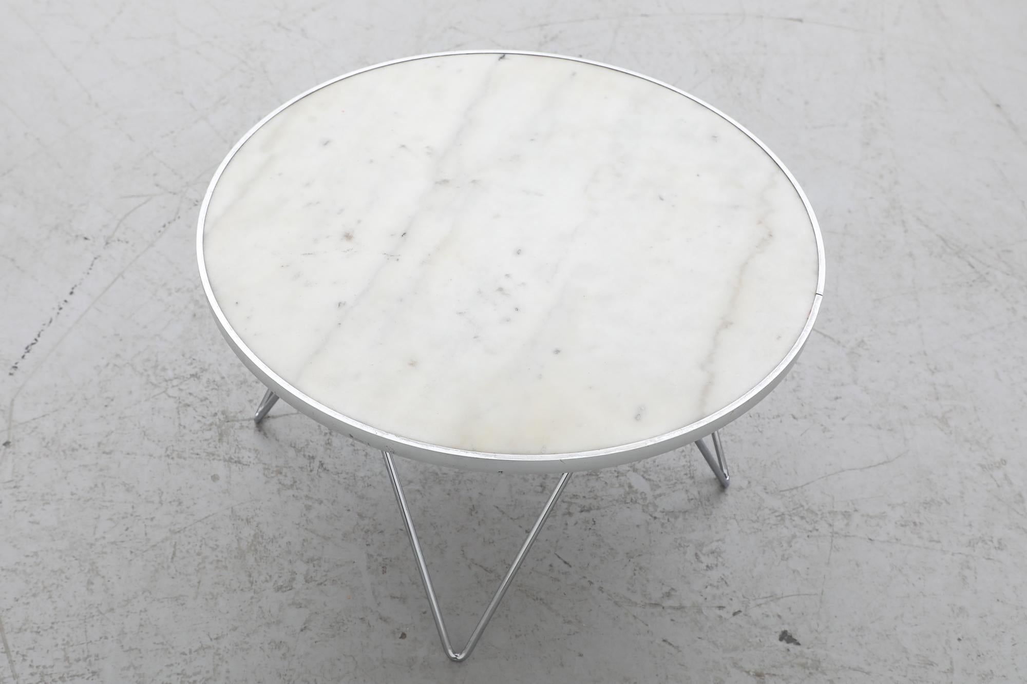Mid-Century Architectural Marble Coffee Table with Paolo Piva Style Chrome Base For Sale 3