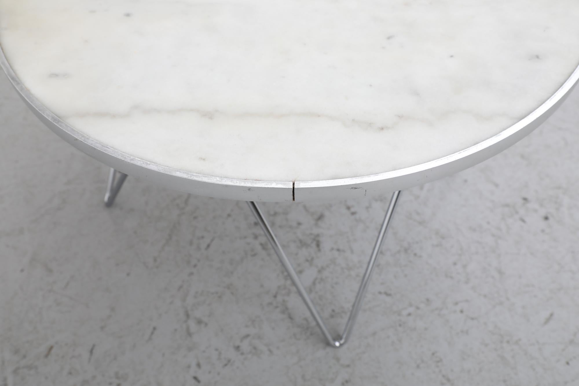 Mid-Century Architectural Marble Coffee Table with Paolo Piva Style Chrome Base For Sale 6