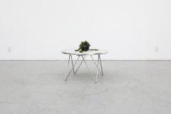 Mid-Century Architectural Marble Coffee Table with Paolo Piva Style Chrome Base