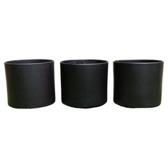 Midcentury Architectural Pottery Black Ceramic Planters by Gainey 'Set of 3'