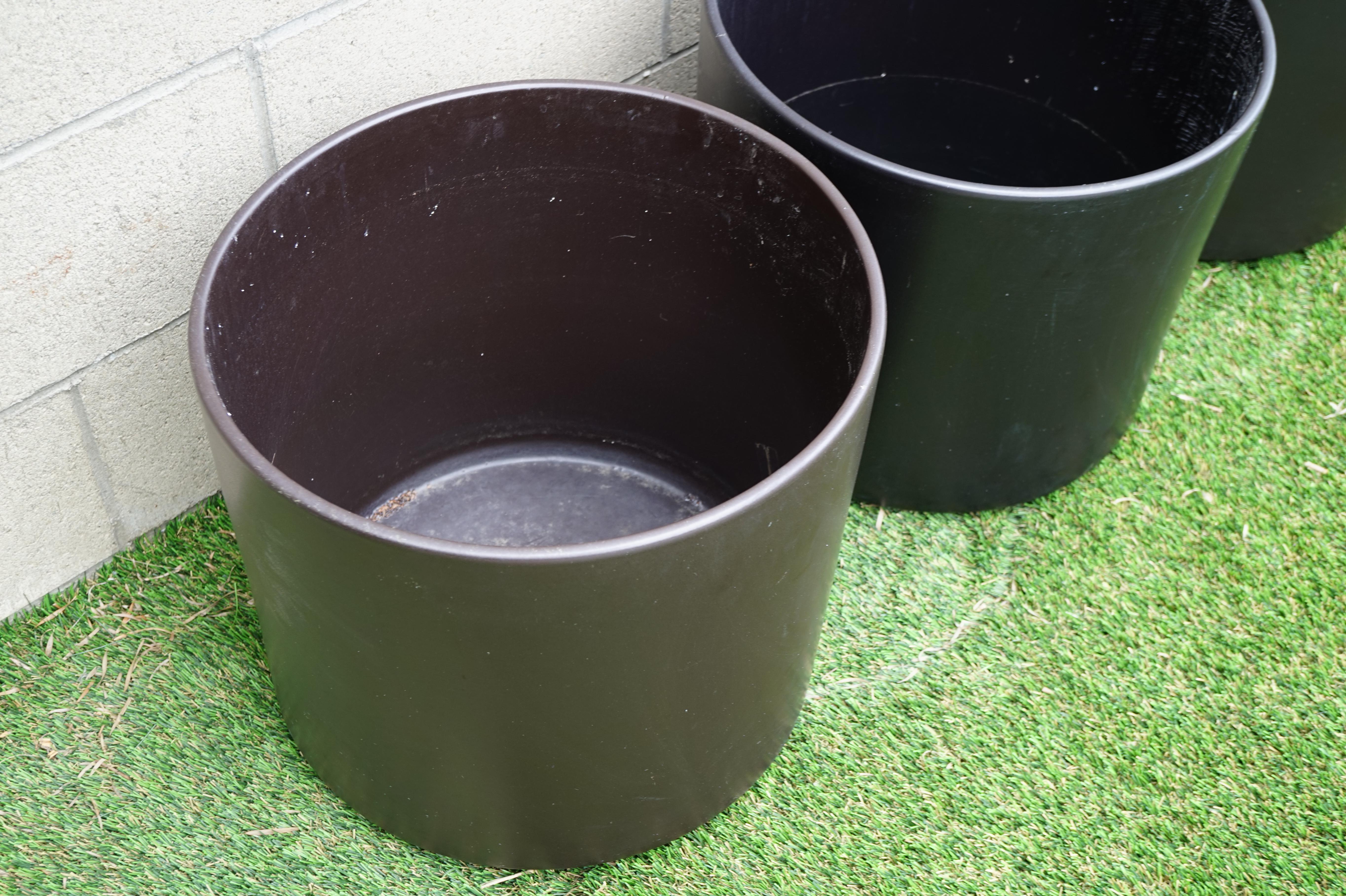 American Midcentury Architectural Pottery Black Ceramic Planters by Gainey 'Set of 6' For Sale