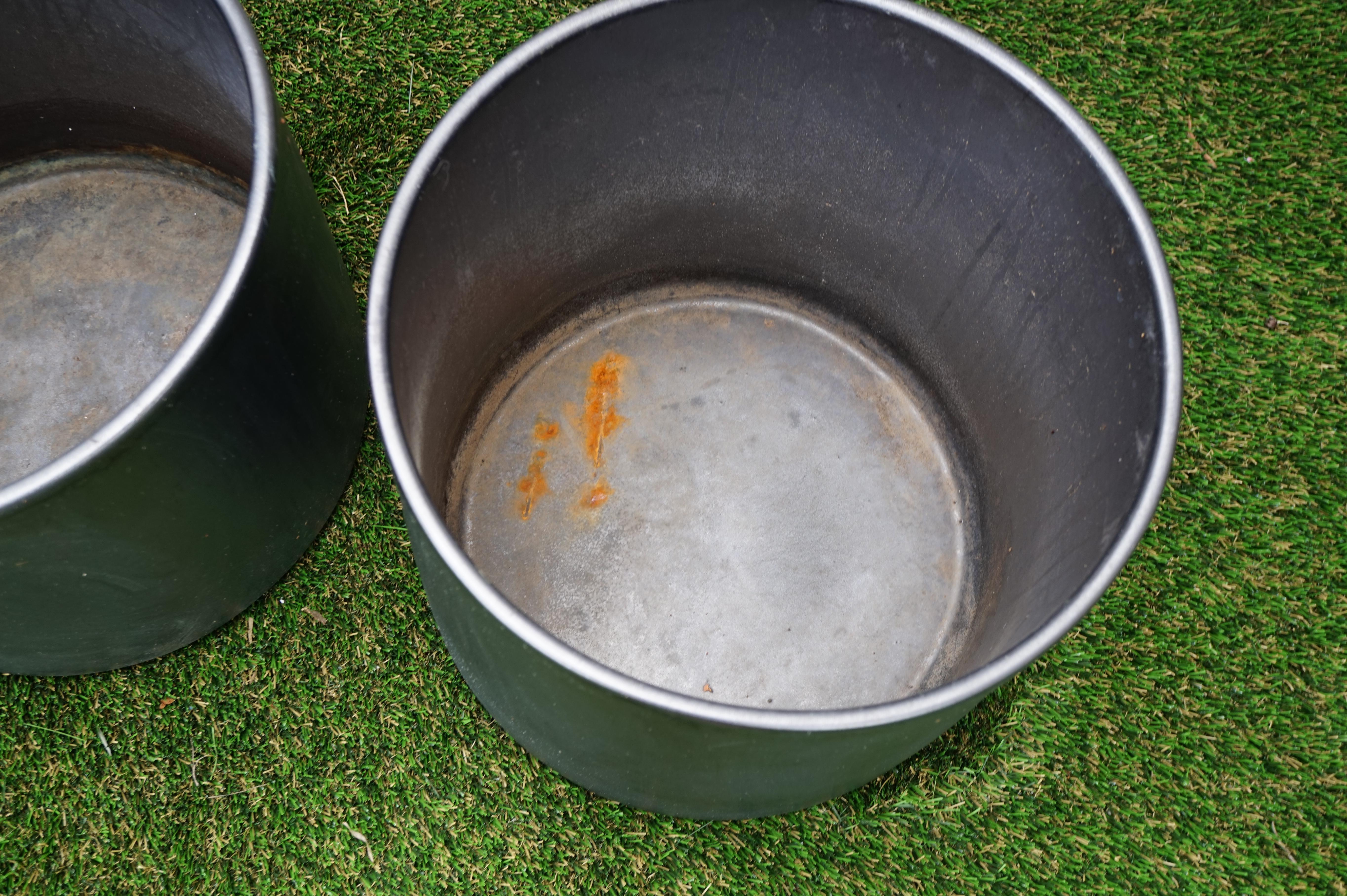 Midcentury Architectural Pottery Gunmetal Ceramic Planters by Gainey 'Set of 2' In Good Condition For Sale In McKinney, TX