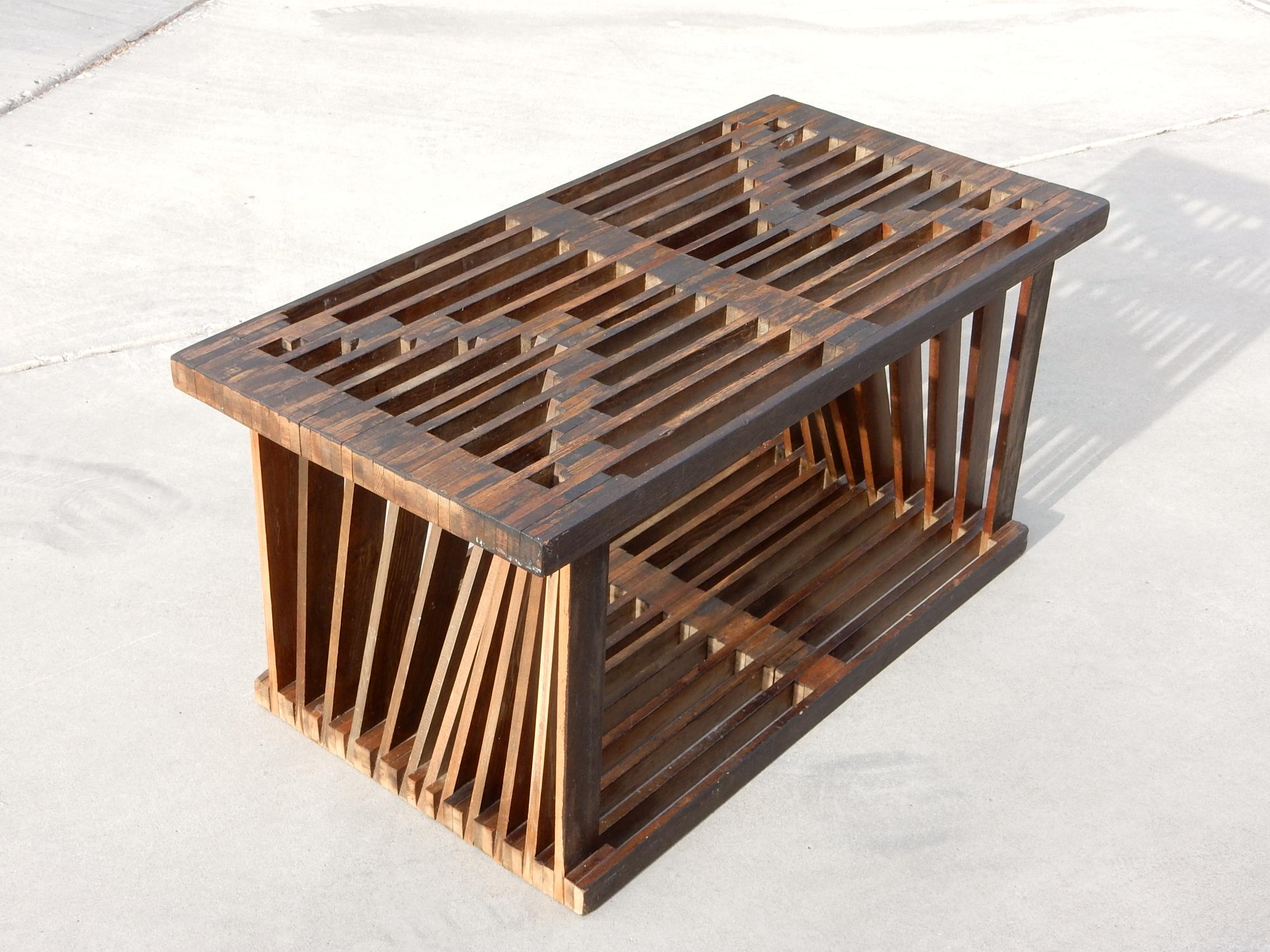 Midcentury Architectural Slat Coffee Table or Bench 4