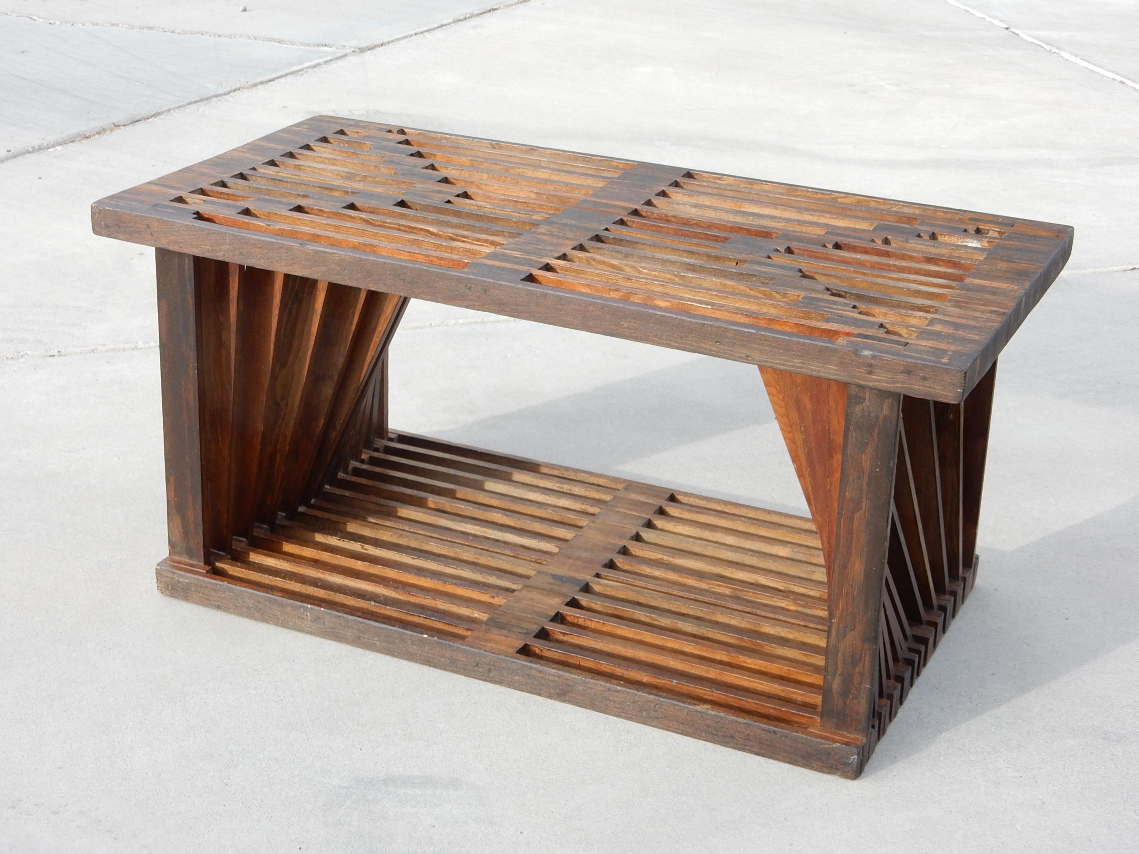 Mid-Century Modern Midcentury Architectural Slat Coffee Table or Bench