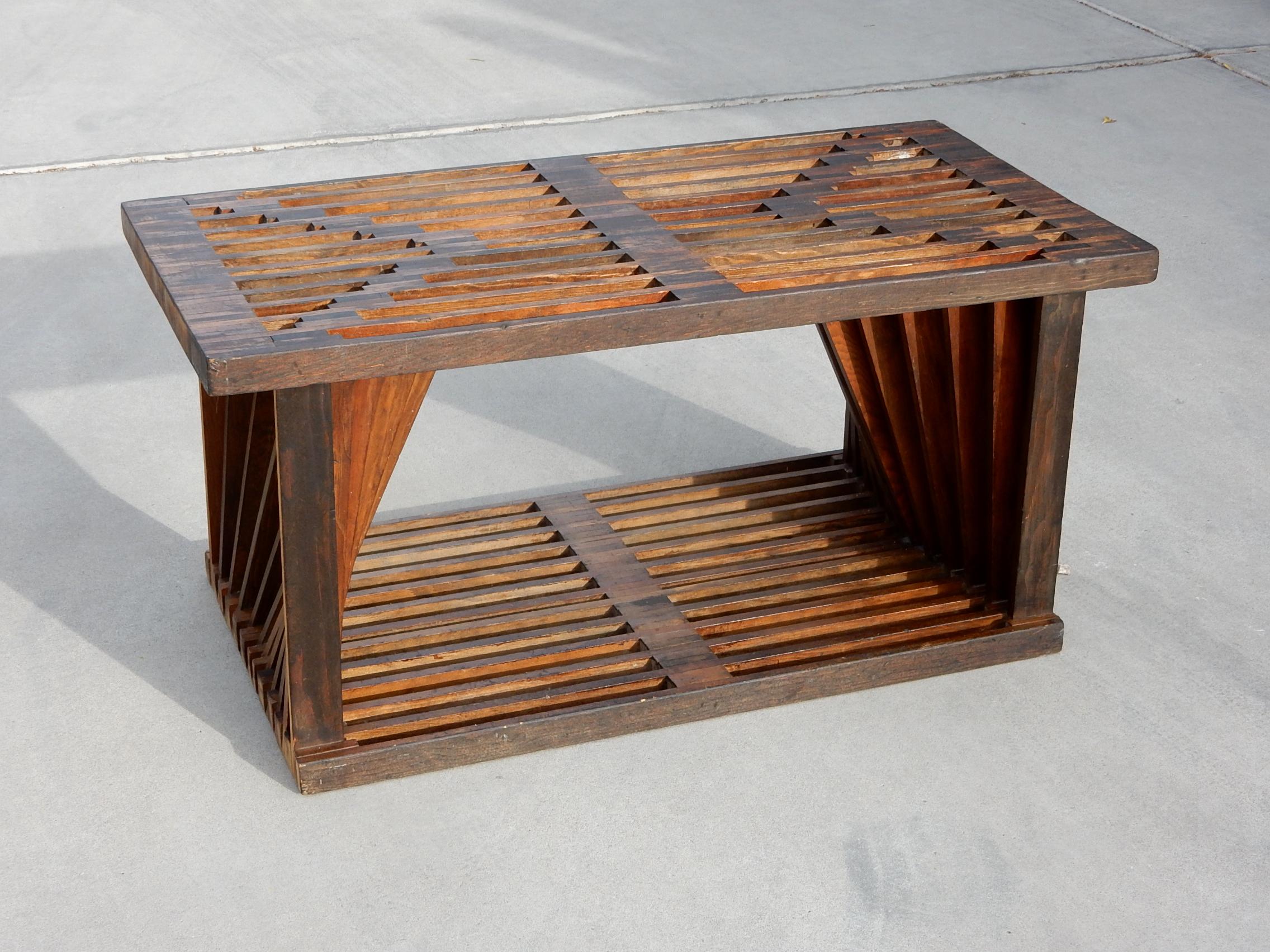 Midcentury Architectural Slat Coffee Table or Bench 2