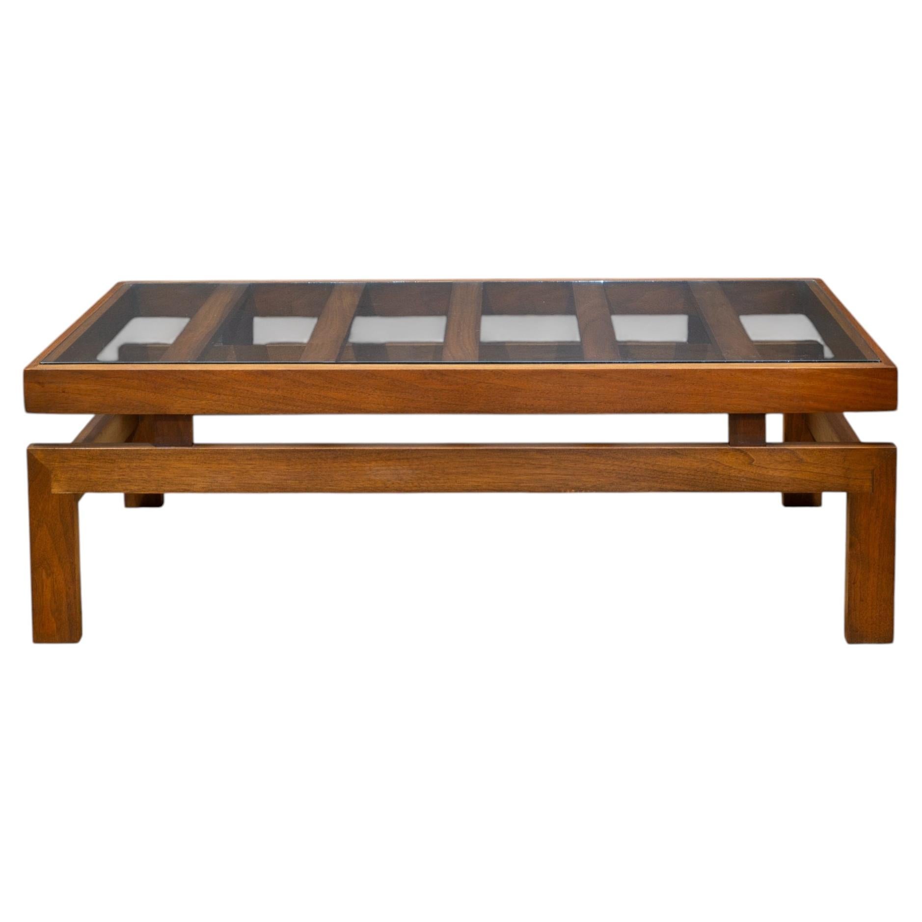Mid-century Architectural Walnut and Glass Coffee Table c.1960